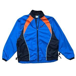 Vintage 90s Nike Women’s Windbreaker Jacket Size M Blue Orange Knicks Colorway